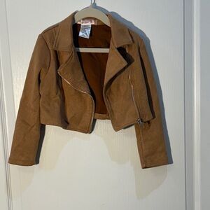 Brown Faux Suede Cropped Children’s Jacket Size 5 Very Soft